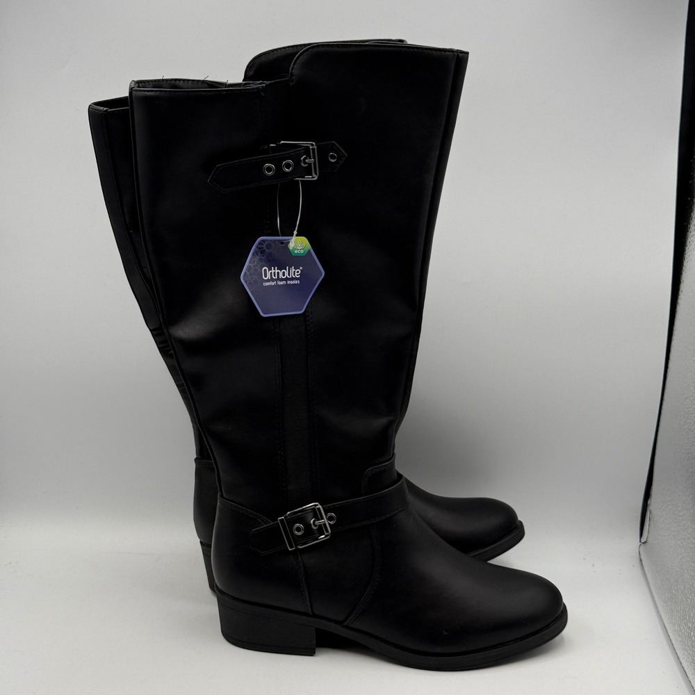 Kohl's Uleen Riding Boots Black Women Size 8 Wide Calf Ortholite ULEENBLACKWC